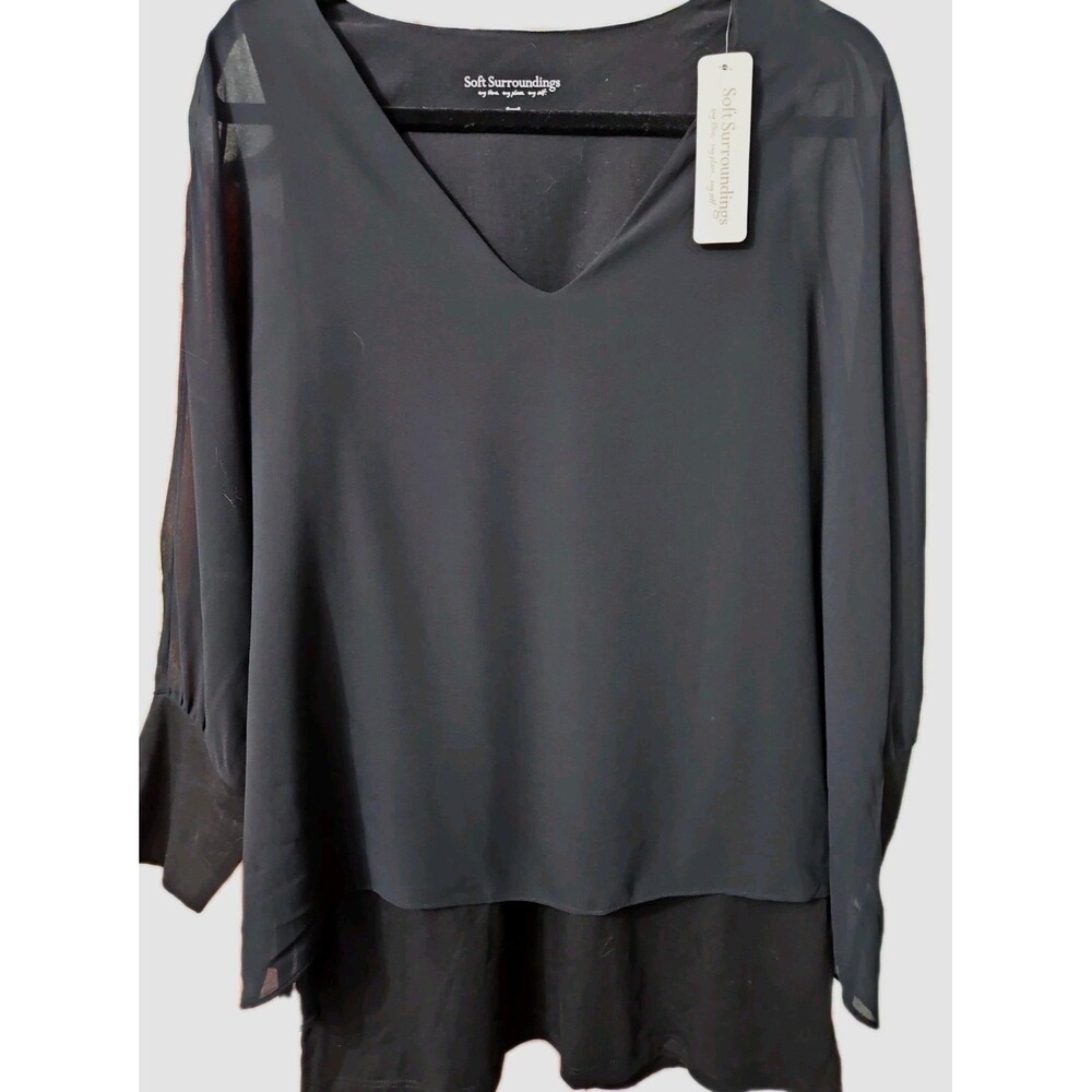 Soft Surroundings Black San Sebastián Top Tunic Size Small NWT